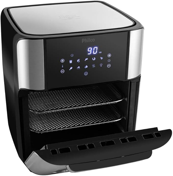 Fritadeira Elétrica Sem Óleo Air Fry Philco Oven PFR2200P 12L – Preta + Liquidificador Philco PH900 1200W com 12 Velocidades - Preto - 110V