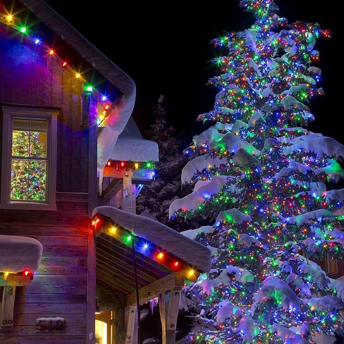 Pacote com 2 luzes solares para uso externo, 200 luzes LED extralongas com 8 modos de iluminação, decoração de iluminação externa à prova d'água para jardim, pátio, varanda, Natal, casamento, festa