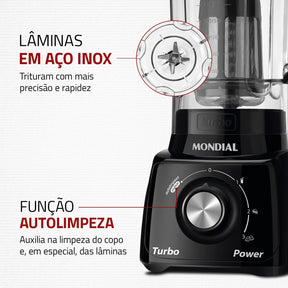 Liquidificador Mondial, Turbo Power 550W, Preto, 2,2 L - L-99 FB
